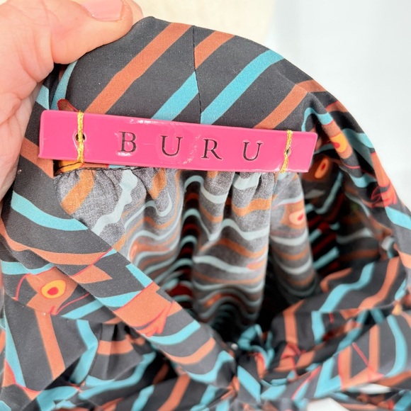 Buru Pink Label House Dress Frogs Stripes Small - Picture 11 of 11